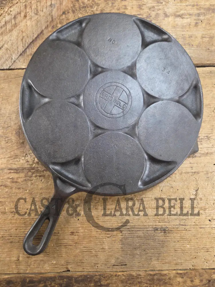 GREAT gift idea! Wagner made Griswold No. 34 Cast Iron Plett Pan with Small Block Logo, Skillet