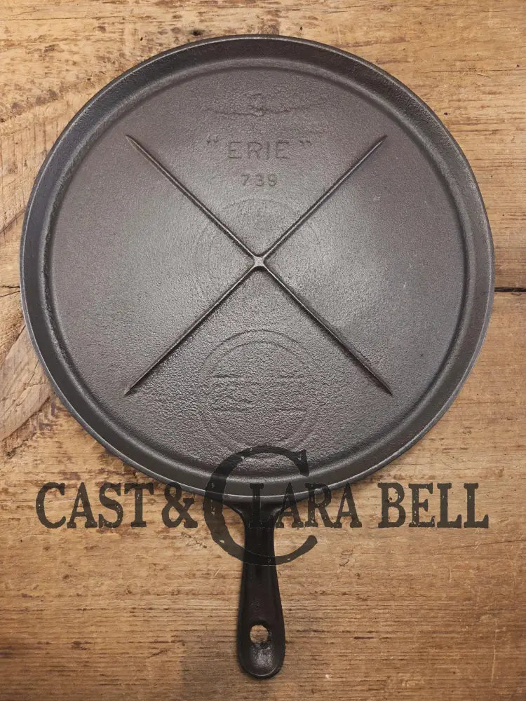 Great price! 1920’s Griswold #9 Round Griddle with Block Logo ERIE 739 sulfur pitting on bottom GORGEOUS on top!