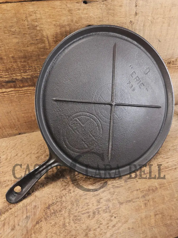 Great price! 1920βs Griswold #9 Round Griddle with Block Logo ERIE 739 sulfur pitting on bottom GORGEOUS on top!