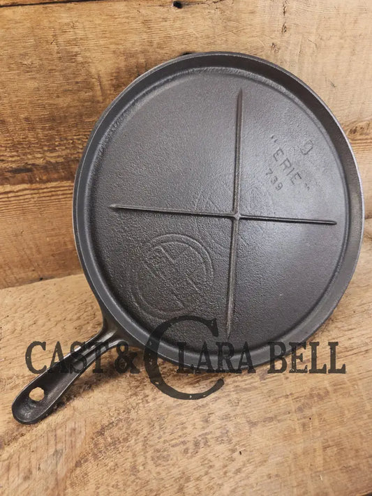 Great price! 1920’s Griswold #9 Round Griddle with Block Logo ERIE 739 sulfur pitting on bottom GORGEOUS on top!