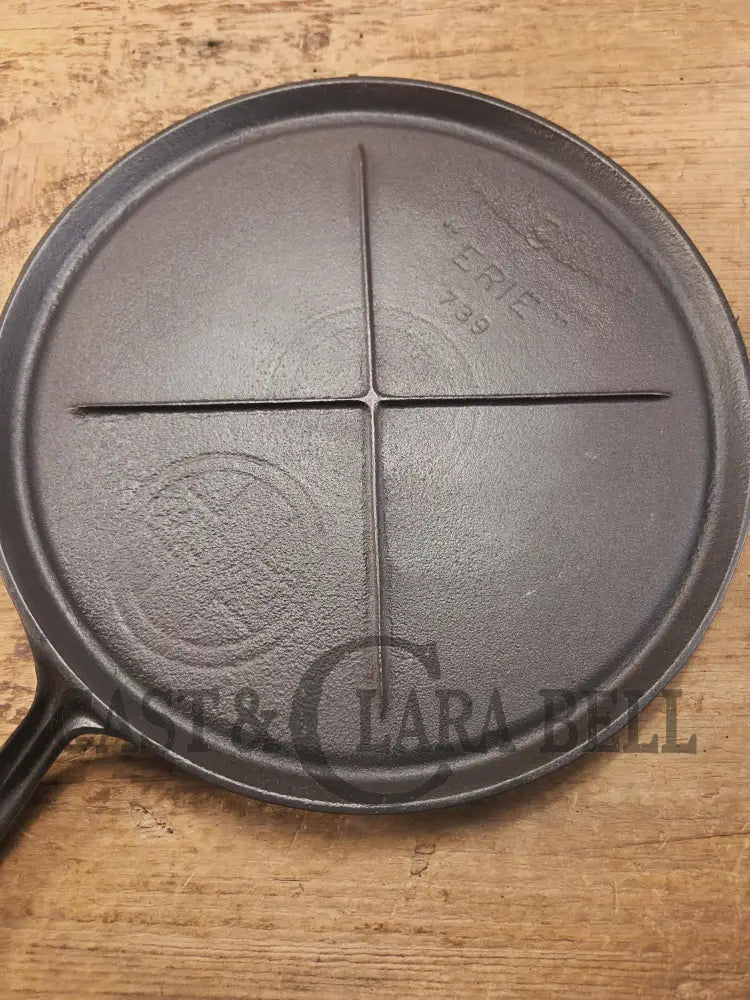 Great price! 1920βs Griswold #9 Round Griddle with Block Logo ERIE 739 sulfur pitting on bottom GORGEOUS on top!