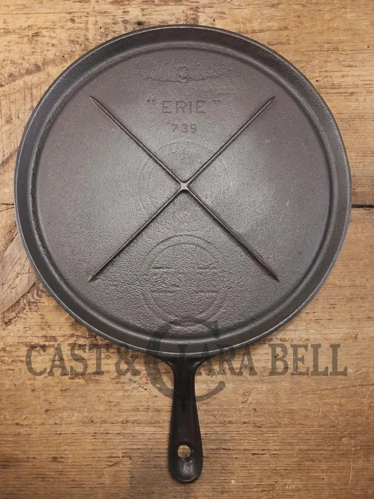 Great price! 1920βs Griswold #9 Round Griddle with Block Logo ERIE 739 sulfur pitting on bottom GORGEOUS on top!