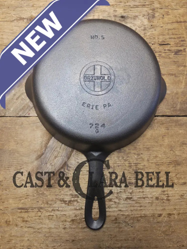 Great Saute pan! Griswold No. 5 Cast Iron Skillet with Small Block Logo and Smooth Bottom 724 G. Erie PA USA SC24
