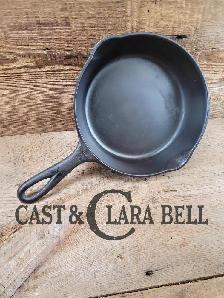 Great Saute Skillet! Wagner Ware #5 Cast Iron Skillet With Stylized Logo And Smooth Bottom 1055A