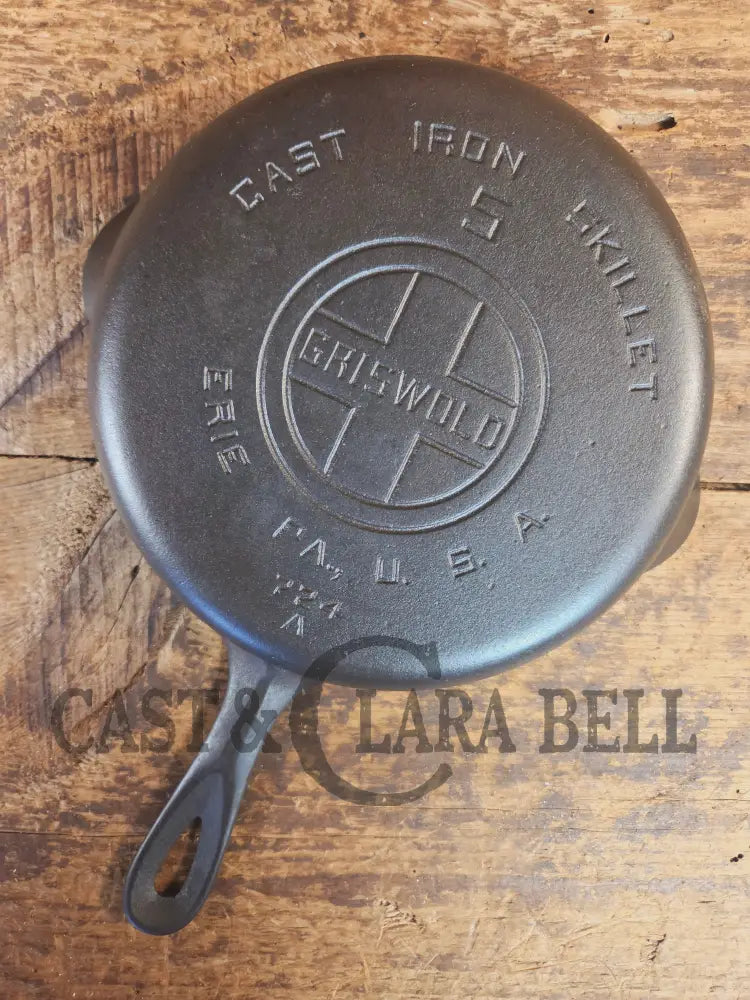 1930’s Griswold #5 Cast Iron Skillet with Large Block Logo and Smooth Bottom 724 A. Awesome sauté skillet! - Skillet