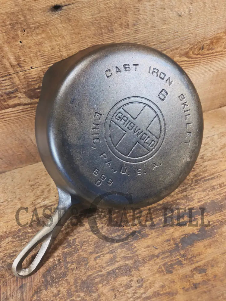 Griswold #6 Skillet with Duo-Chrome finish Large Block Logo and Smooth Bottom 699 D - Skillet