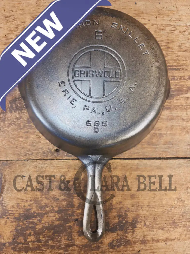 Griswold #6 Skillet with Duo-Chrome finish Large Block Logo and Smooth Bottom 699 D - Skillet