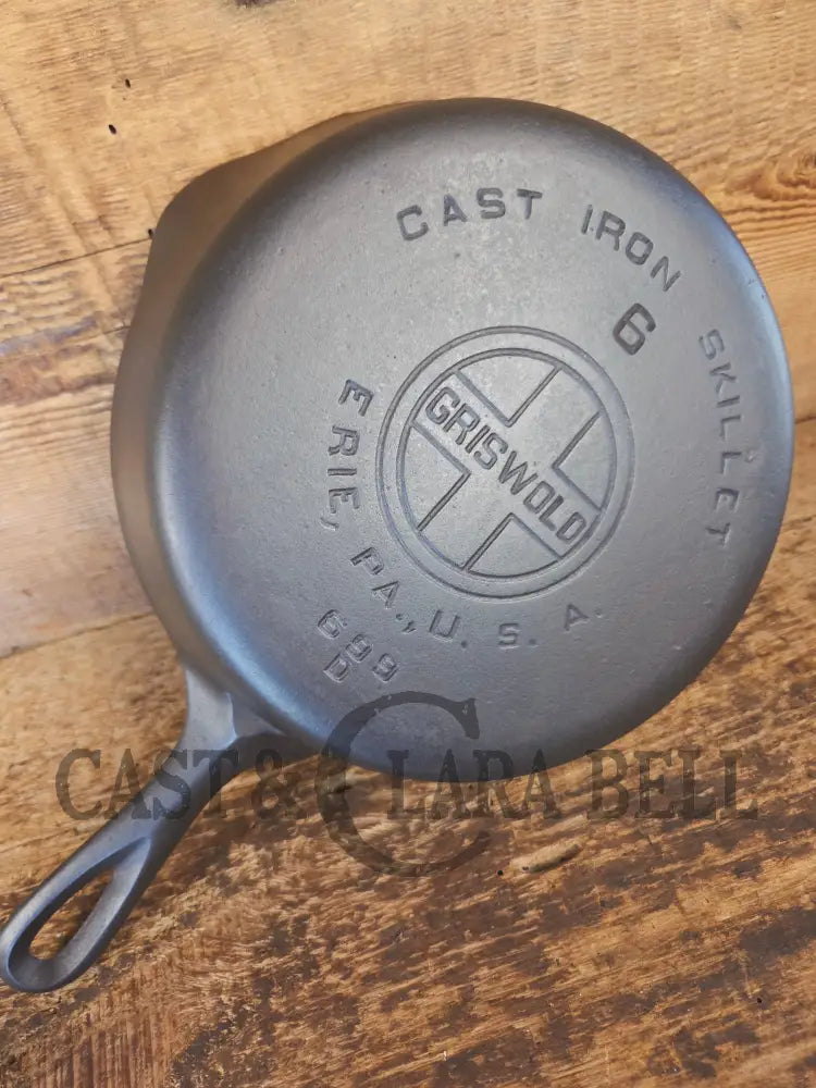 1920’s Griswold #6 Skillet with Large Block Logo and Smooth Bottom 699 D - Skillet