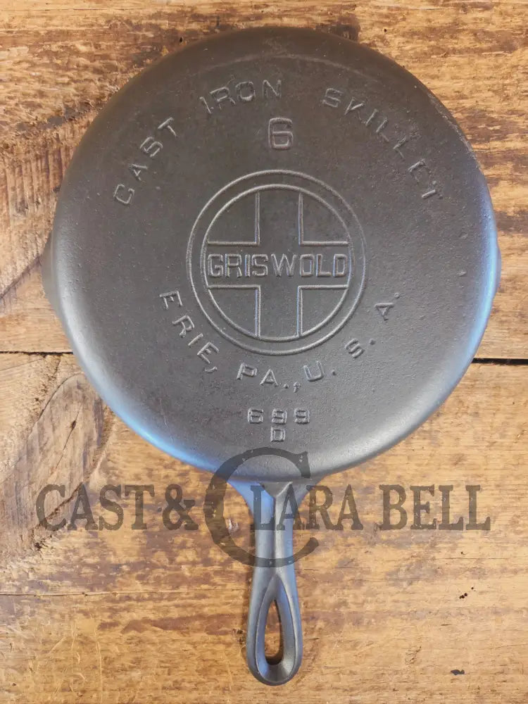 1920’s Griswold #6 Skillet with Large Block Logo and Smooth Bottom 699 D - Skillet