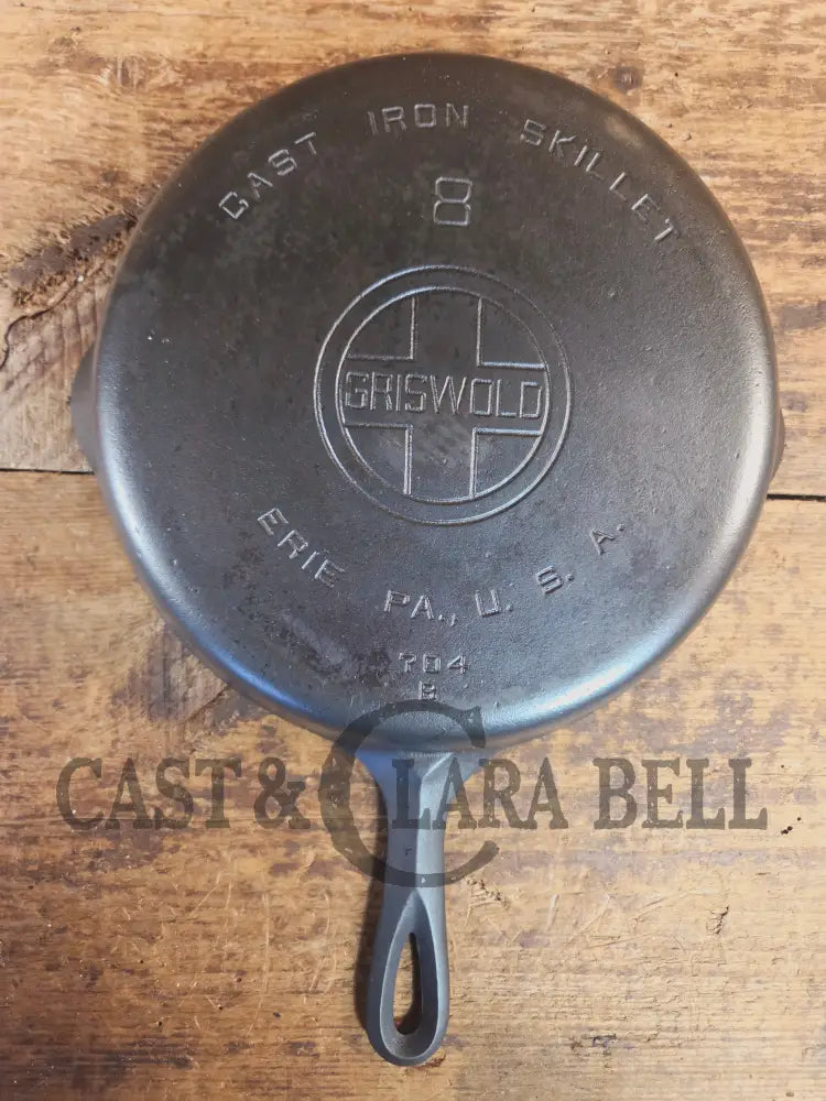 1930’s Griswold #8 Cast Iron Skillet with Large Block Logo 704 B - Skillet