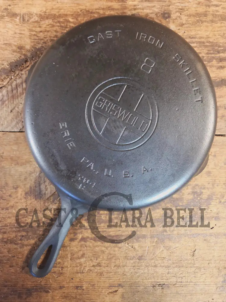 1930’s Griswold #8 Cast Iron Skillet with Large Block Logo 704 B - Skillet