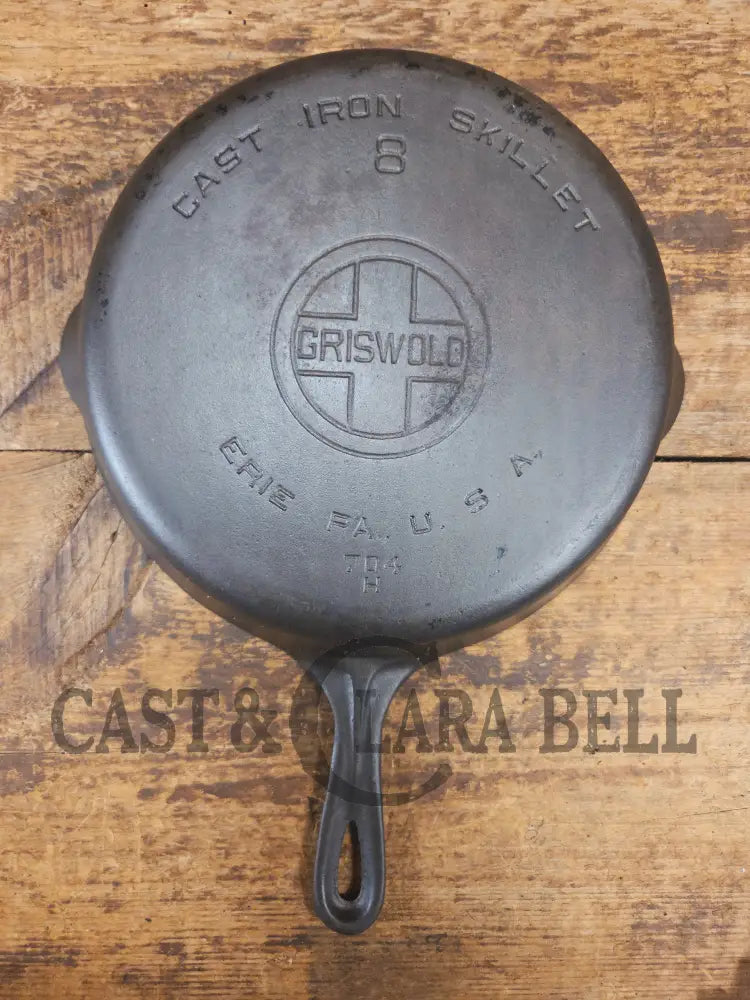 1930βs Griswold #8 Cast Iron Skillet with Large Block Logo 704 H - Skillet