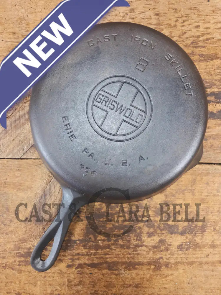 Griswold #8 Cast Iron Skillet with Large Block Logo and Smooth Bottom 704 V - Skillet