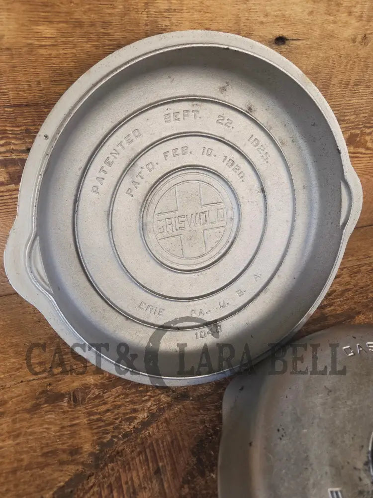 1930’s Griswold #8 Chrome Finish Cast Iron Skillet AND Matching Lid - Skillet