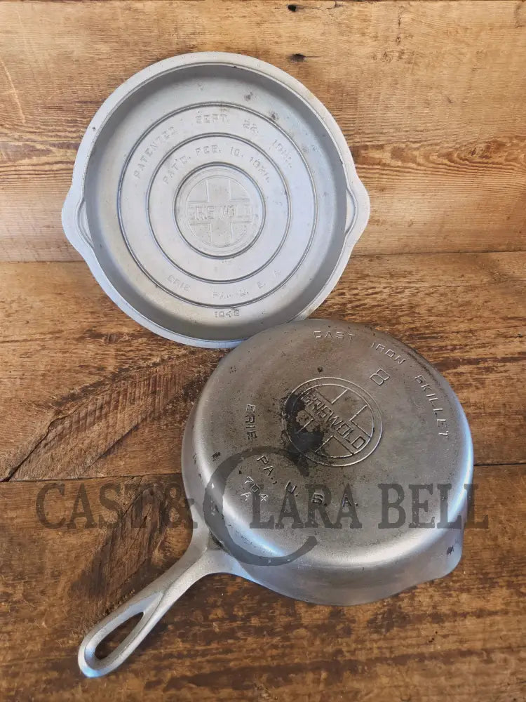 1930’s Griswold #8 Chrome Finish Cast Iron Skillet AND Matching Lid - Skillet