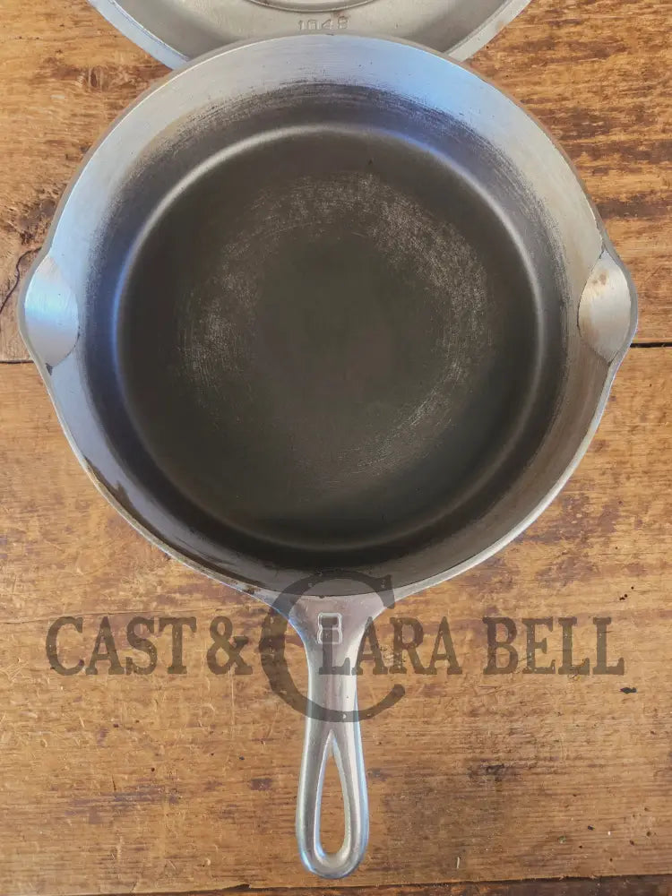 1930’s Griswold #8 Chrome Finish Cast Iron Skillet AND Matching Lid - Skillet