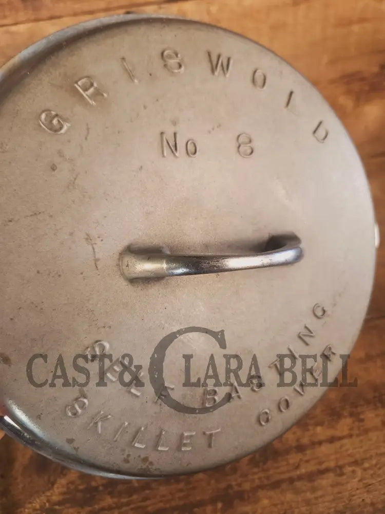 1930’s Griswold #8 Chrome Finish Cast Iron Skillet AND Matching Lid - Skillet