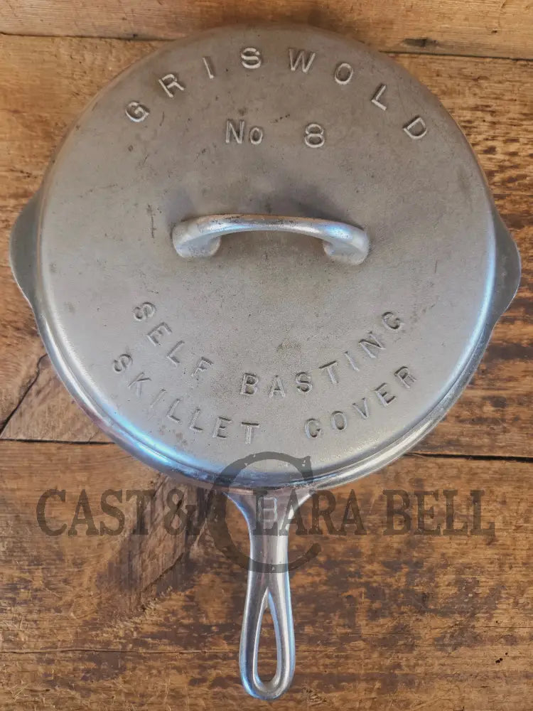 1930’s Griswold #8 Chrome Finish Cast Iron Skillet AND Matching Lid - Skillet
