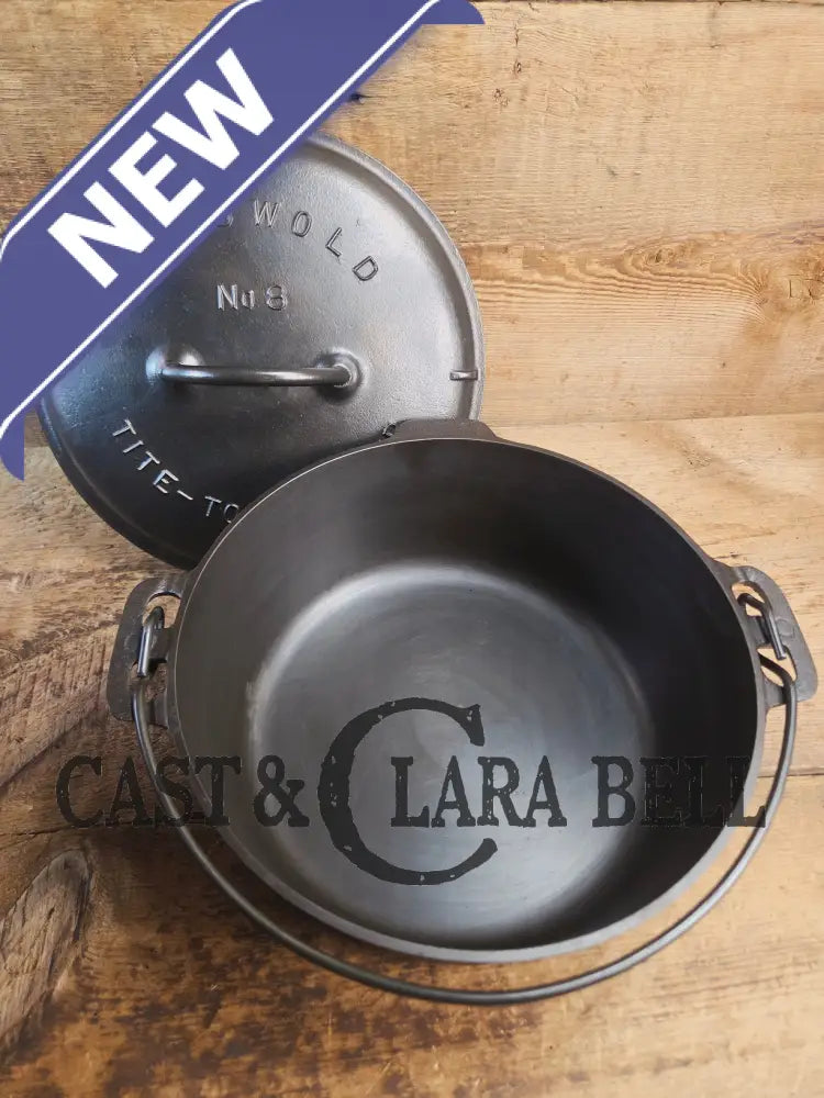Griswold #8 Tite-Top Cast Iron Dutch Oven with Large Block Logo 833 A and Lid with Slant Logo A 2551 Dutch Ovens