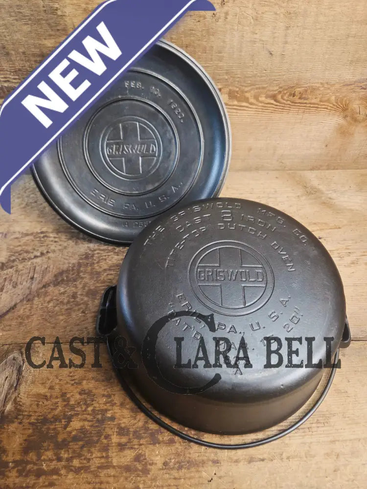 Griswold #8 Tite-Top Cast Iron Dutch Oven with Large Block Logo 833 A and Lid with Slant Logo A 2551 Dutch Ovens