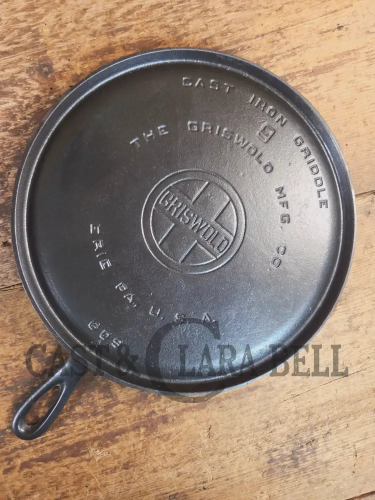 1930’s Griswold #9 Cast Iron Griddle Large Block logo ’Erie PA USA,’609 A’. Awesome for pancakes and grilled cheese