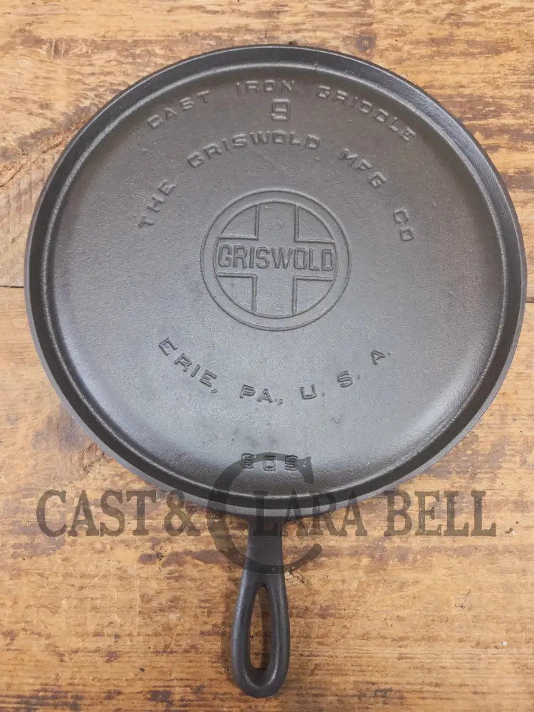 1930βs Griswold #9 Cast Iron Griddle Large Block logo βErie PA USA,β609ββ. Awesome for pancakes and grilled cheese