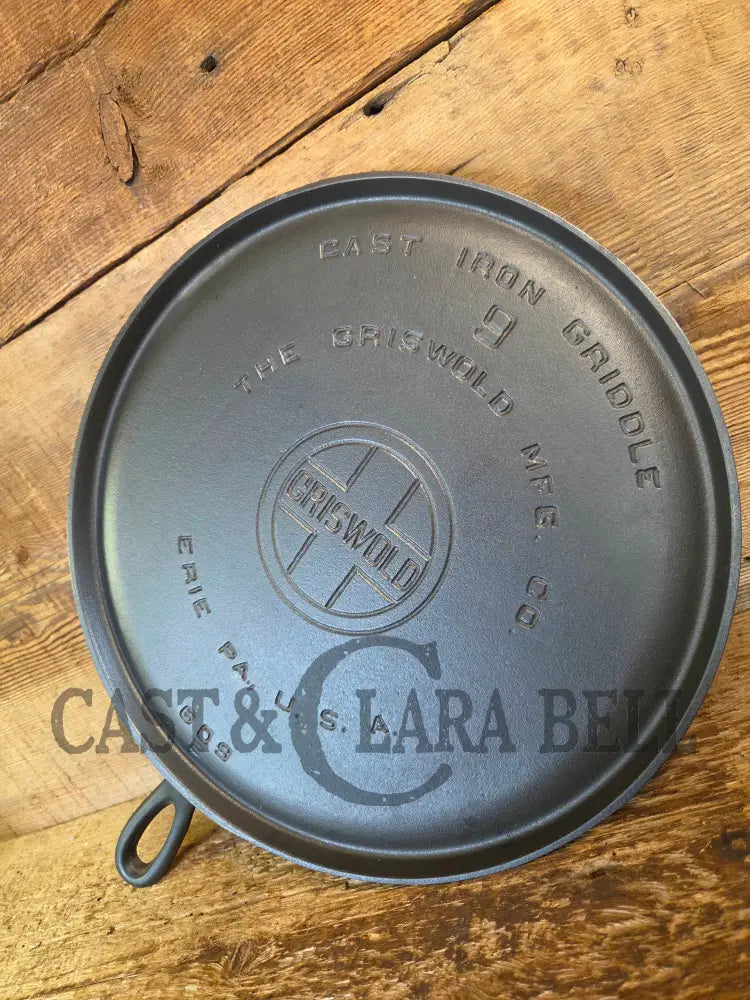 1930’s Griswold #9 Cast Iron Griddle Large Block logo ’Erie PA USA,’609’’. Awesome for pancakes and grilled cheese