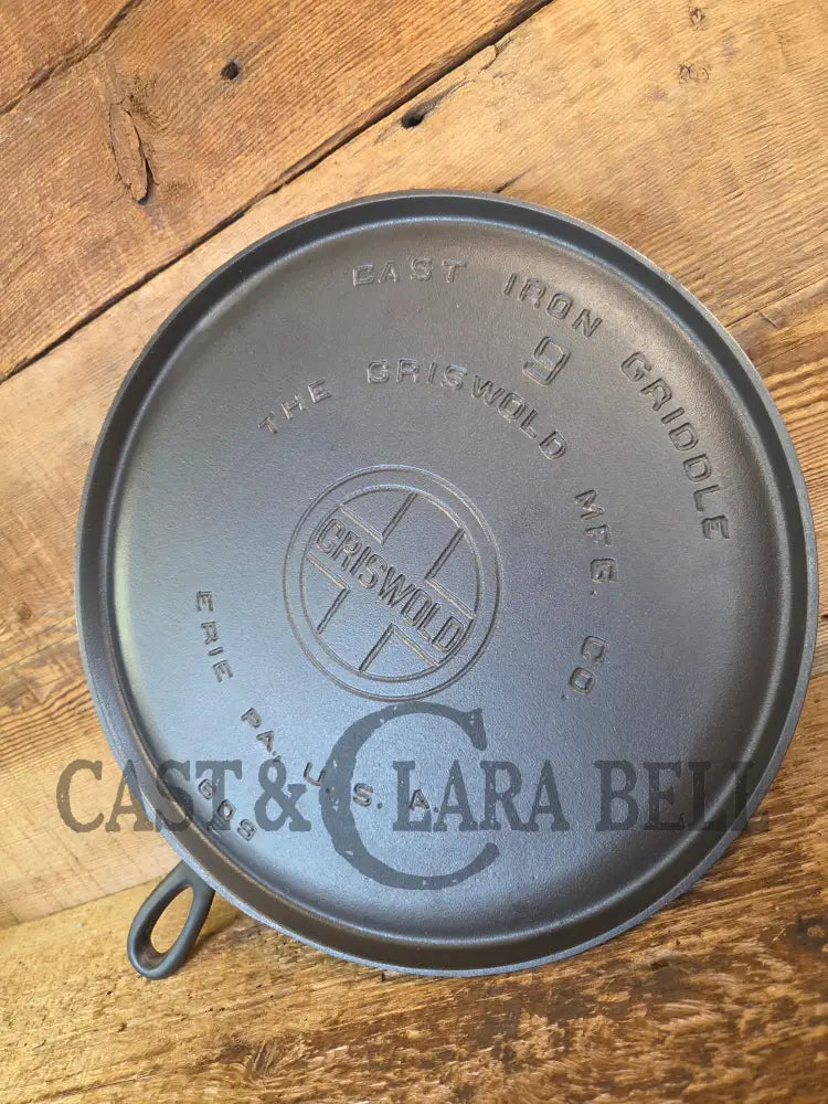 1930’s Griswold #9 Cast Iron Griddle Large Block logo ’Erie PA USA,’609’’. Awesome for pancakes and grilled cheese