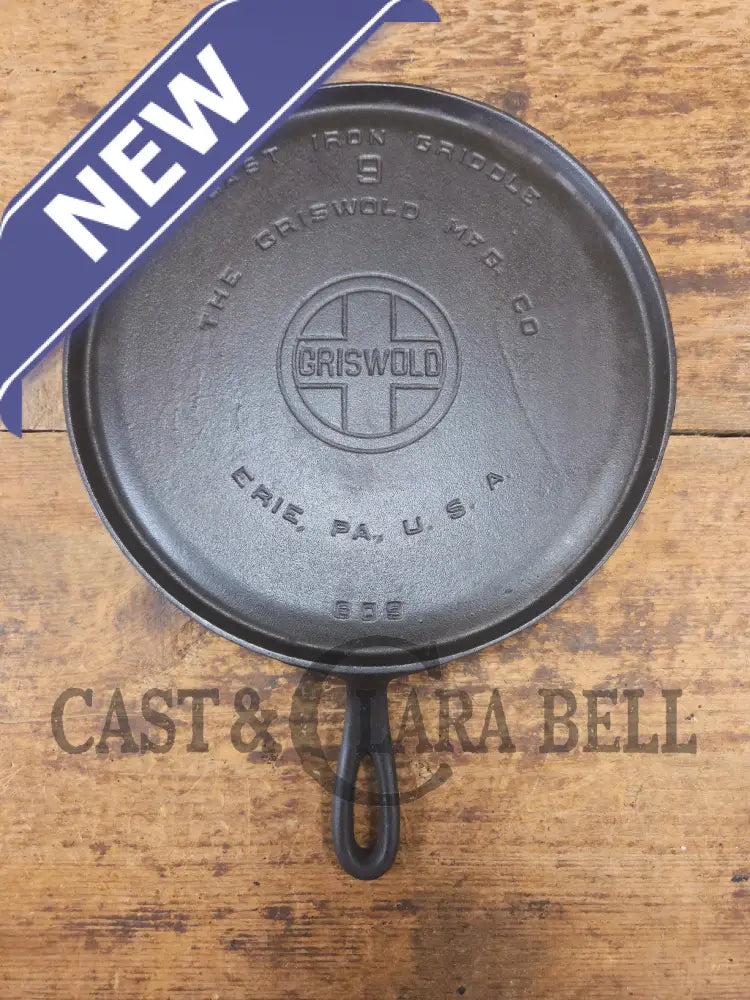 Griswold #9 Round Griddle with Large Block Logo 609. Beautiful swirls!! - Griddle