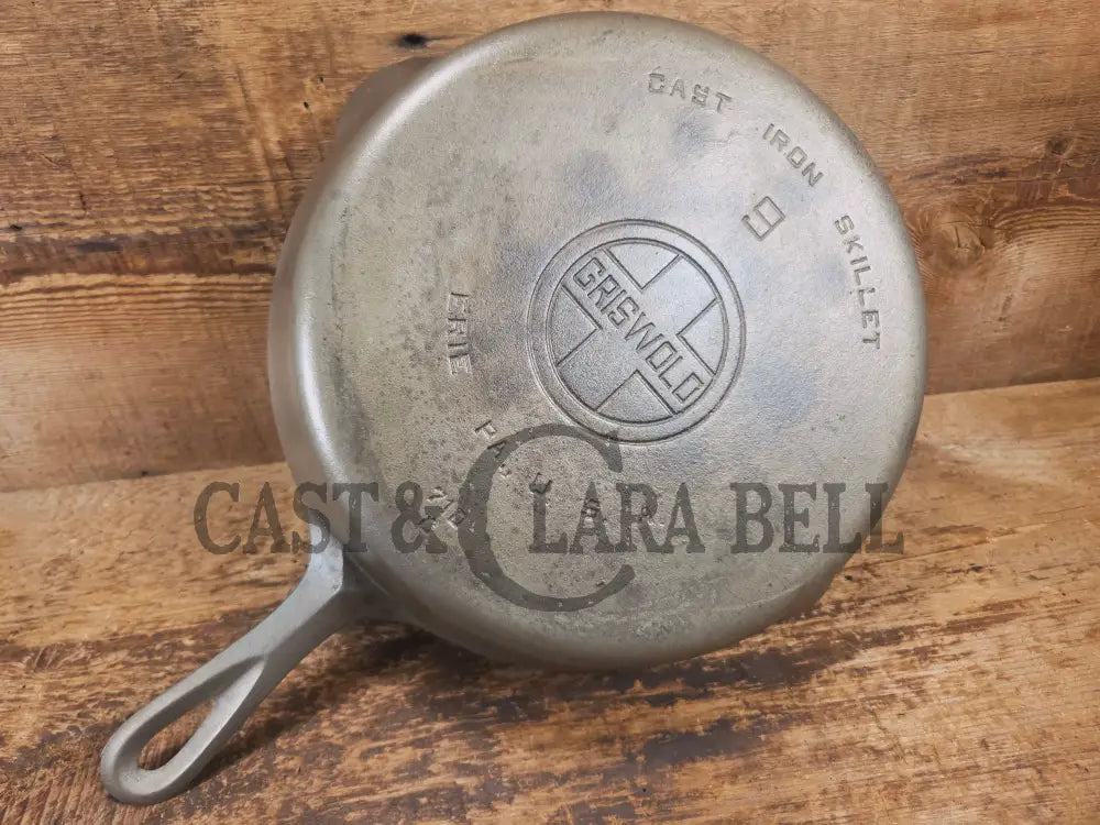 1930βs Griswold #9 Skillet with Large Block Logo Smooth Bottom and cool chrome finish! 710 C - Skillet