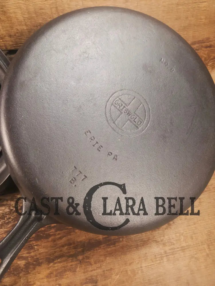 Griswold No. 8 DEEP Skillet (Chicken Fryer) Small Block Logo 777 & No. 8 Skillet Lid Small Block Logo 1098 Skillet