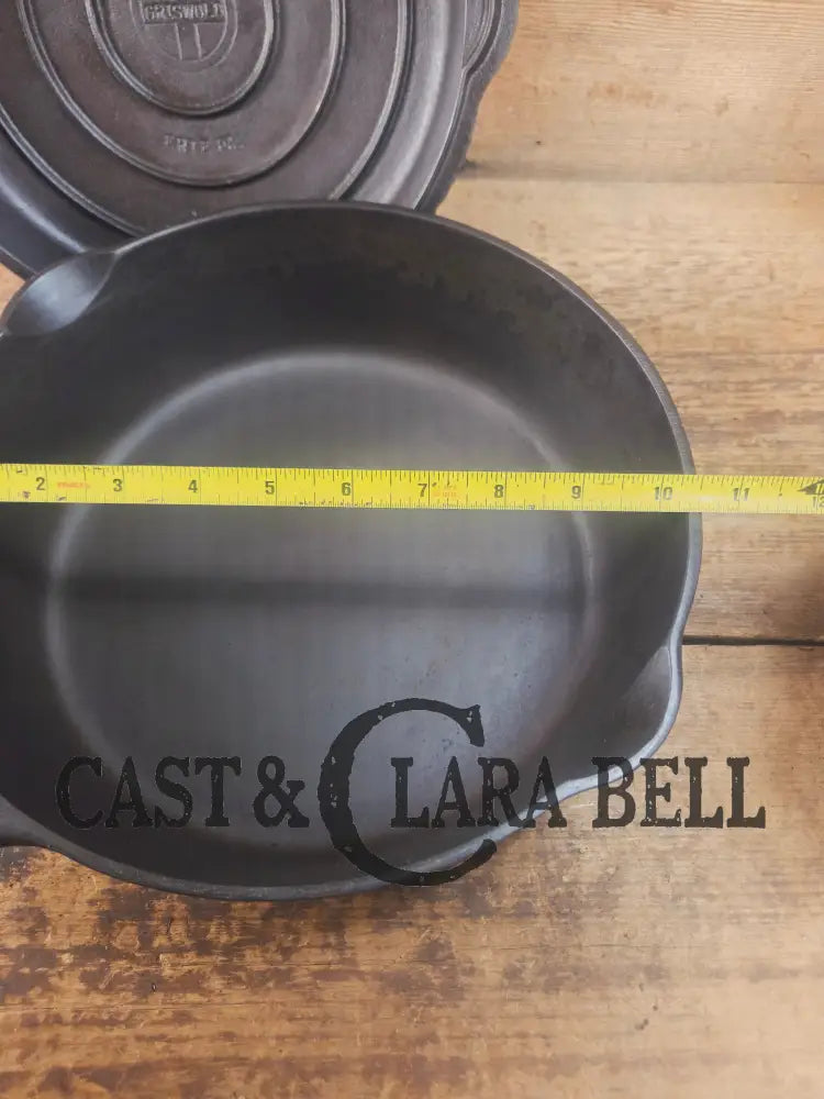 Griswold No. 8 DEEP Skillet (Chicken Fryer) Small Block Logo 777 & No. 8 Skillet Lid Small Block Logo 1098 Skillet