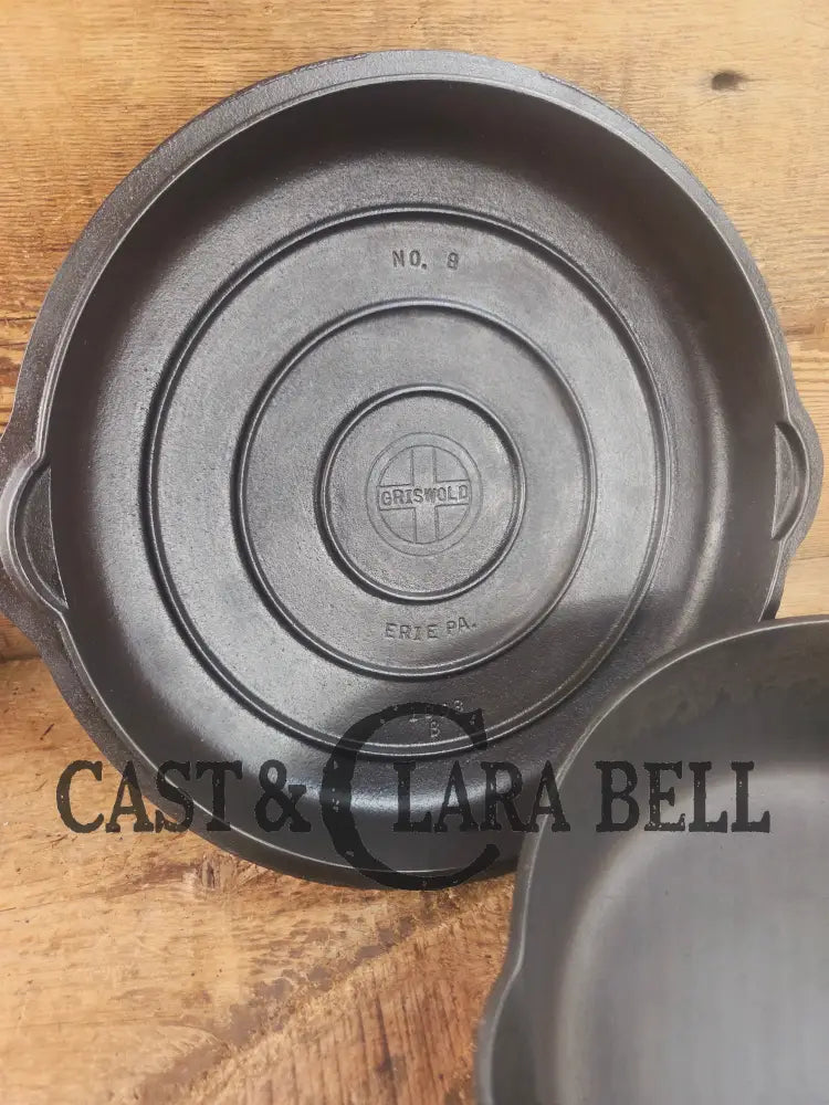 Griswold No. 8 DEEP Skillet (Chicken Fryer) Small Block Logo 777 & No. 8 Skillet Lid Small Block Logo 1098 Skillet