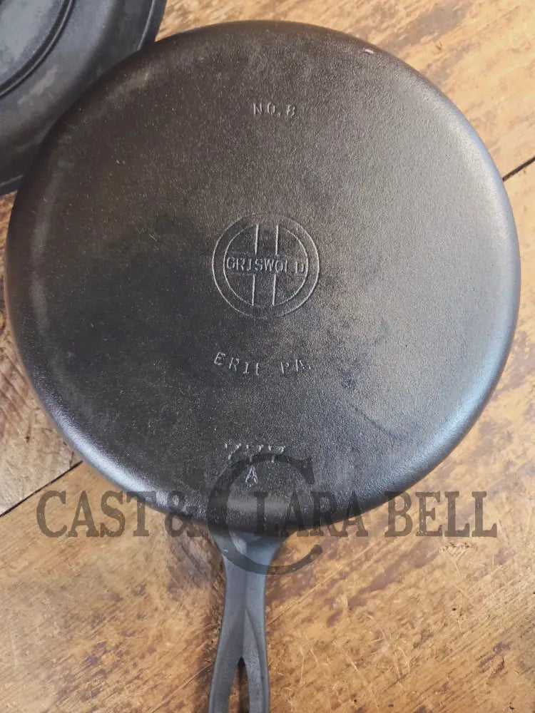 Griswold No. 8 DEEP Skillet (Chicken Fryer) Small Block Logo 777 & No. 8 Skillet Lid Small Block Logo 2098 - Skillet