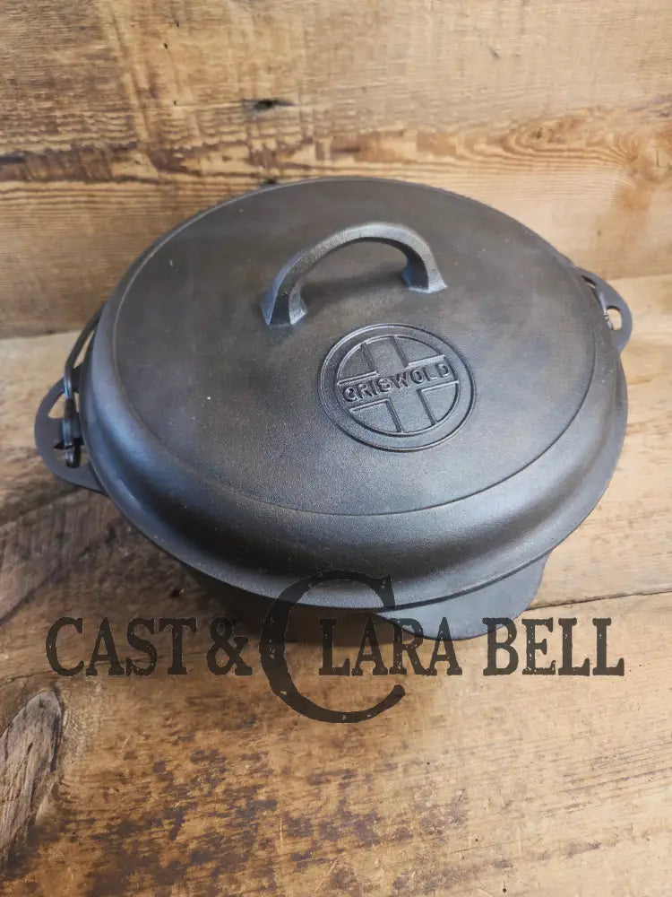 Hard to find 1920βs Griswold #9 Dutch Oven w/ Large Block Logo p/n 1279 and p/n 1289 Button-top Lid with EZ Clean