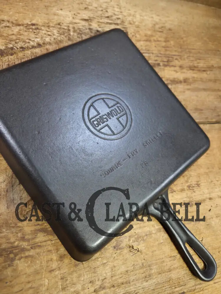 Hard to find! 1940’s Griswold No. 28 Square Fry Skillet w/ Small Block Logo & Grooved Handle. Awesome utility skillet