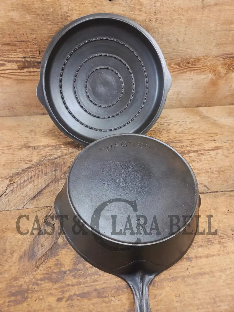 Hard to Find and GORGEOUS 1900 Era Early Wagner ’Arc’ DEEP #8 Skillet with Wagner Sawtooth Lid. What a special piece to