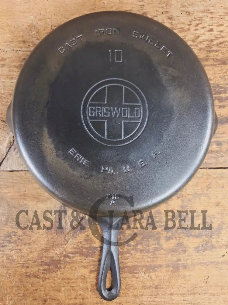 Hard to find BIG Skillet! 1930’s Griswold #10 Skillet with Large Block Logo Smooth Bottom 716 A - Skillet