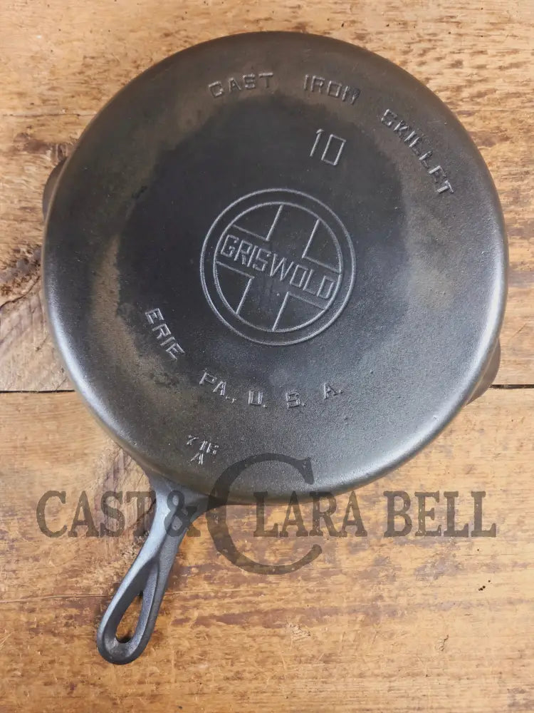 Hard to find BIG Skillet! 1930’s Griswold #10 Skillet with Large Block Logo Smooth Bottom 716 A - Skillet