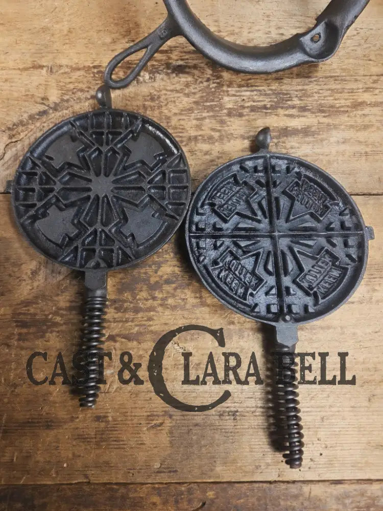 Hard to find check out the waffle pattern! 1920’s ’Keen Kutter’ by E.C. Simmons (Simmons hardware) #8 Waffle Iron with