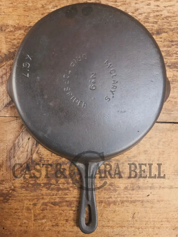 Hard to Find McClaryβs #9 Cast Iron Skillet - Canadian made vintage Drip Top Spider Skillet. X617 Ontario Canada Skillet