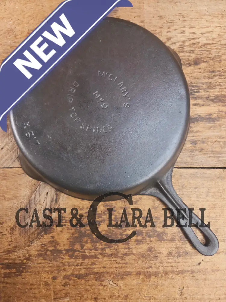 Hard to Find McClaryβs #9 Cast Iron Skillet - Canadian made vintage Drip Top Spider Skillet. X617 Ontario Canada Skillet
