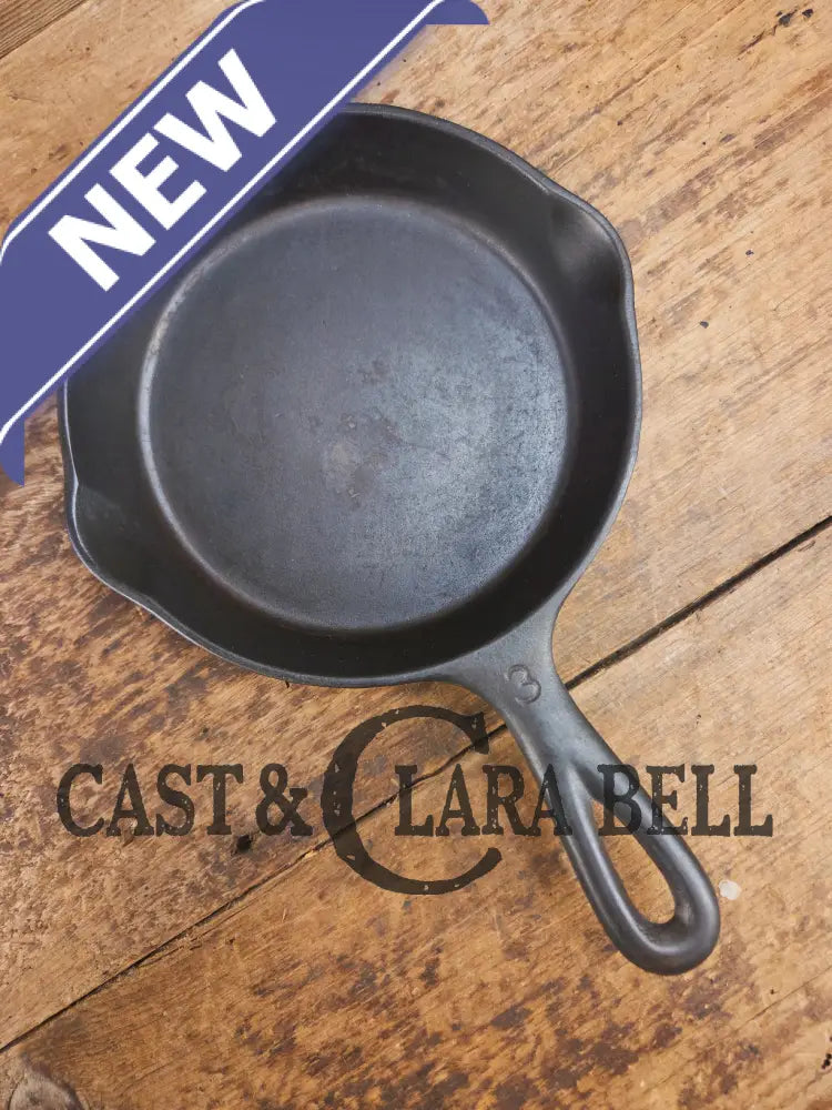 Hard to Find Wagner Sidney -O- #3 Skillet with ’Pie’ Logo and Smooth Bottom 1053 Skillet