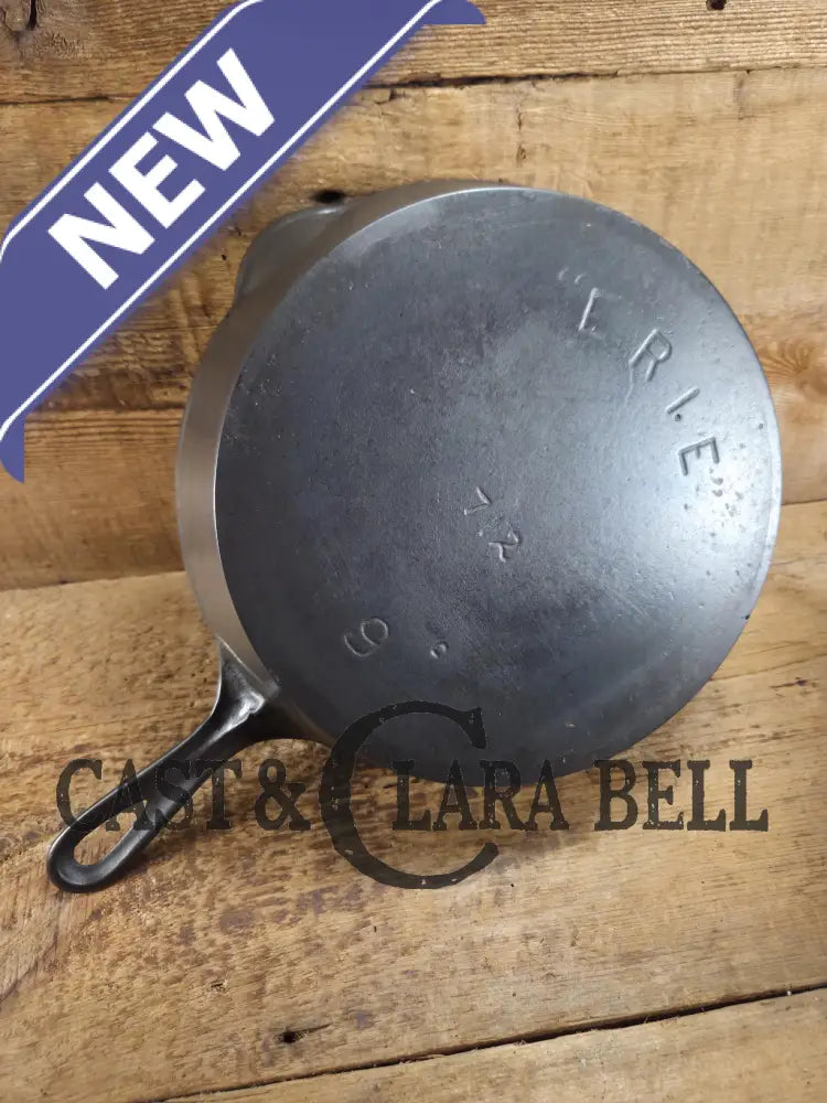 HTF 1890’s Third Series ERIE #9 B (1890’s Griswold) Cast Iron Skillet with Heat Ring 712 Smooth bottom! Skillet