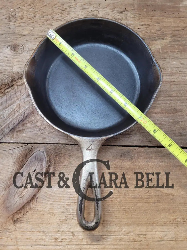 Htf! 1924 Wagner Ware #4 Cast Iron Skillet With Heat Ring 1054. Plating Outside Black Iron Inside.