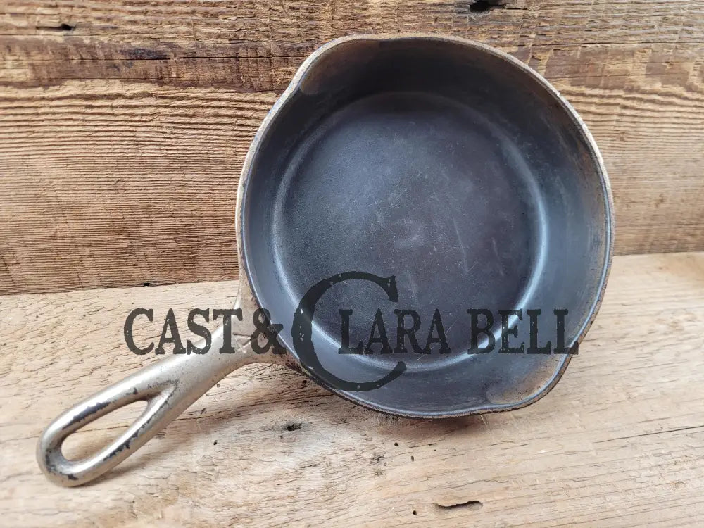 Htf! 1924 Wagner Ware #4 Cast Iron Skillet With Heat Ring 1054. Plating Outside Black Iron Inside.