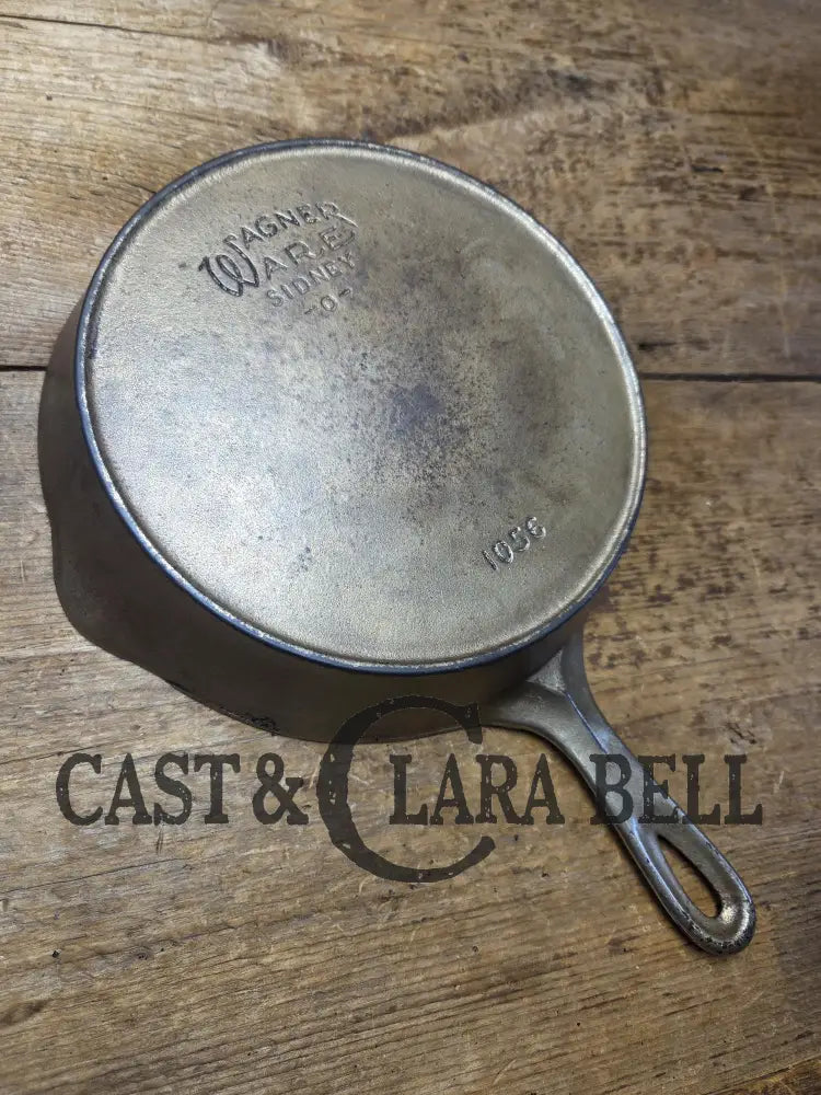 HTF 1924 Wagner Ware Sidney -O- #6 Skillet with Heat Ring 1056. Nickel outside finish black iron interior. Beautiful