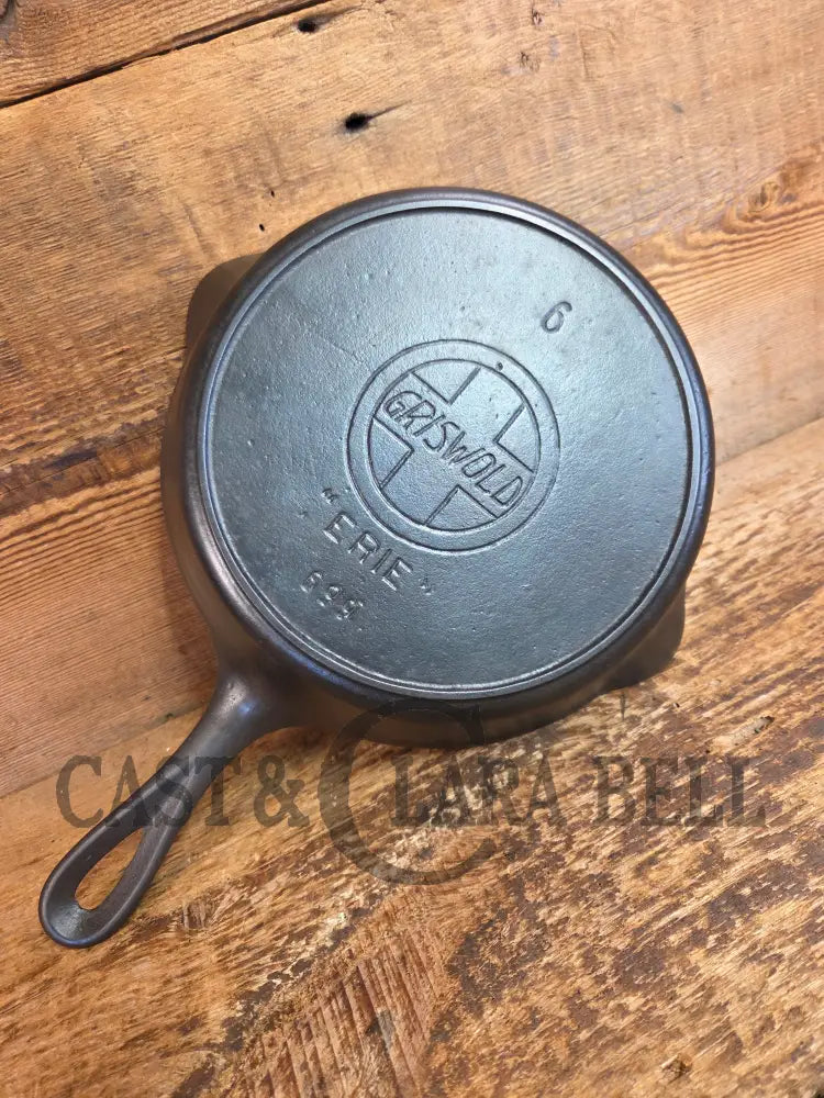 HTF Early 1900βs Griswold #6 Cast Iron Skillet Large Slant Logo 699 ERIE logo - Skillet