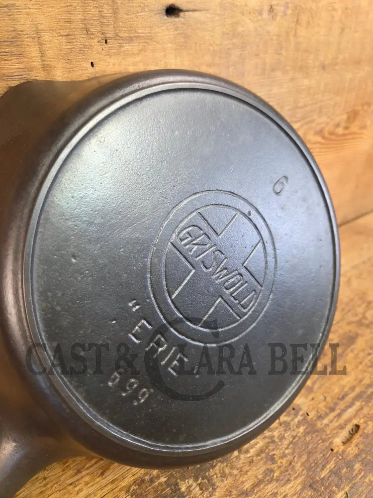 HTF Early 1900βs Griswold #6 Cast Iron Skillet Large Slant Logo 699 ERIE logo - Skillet