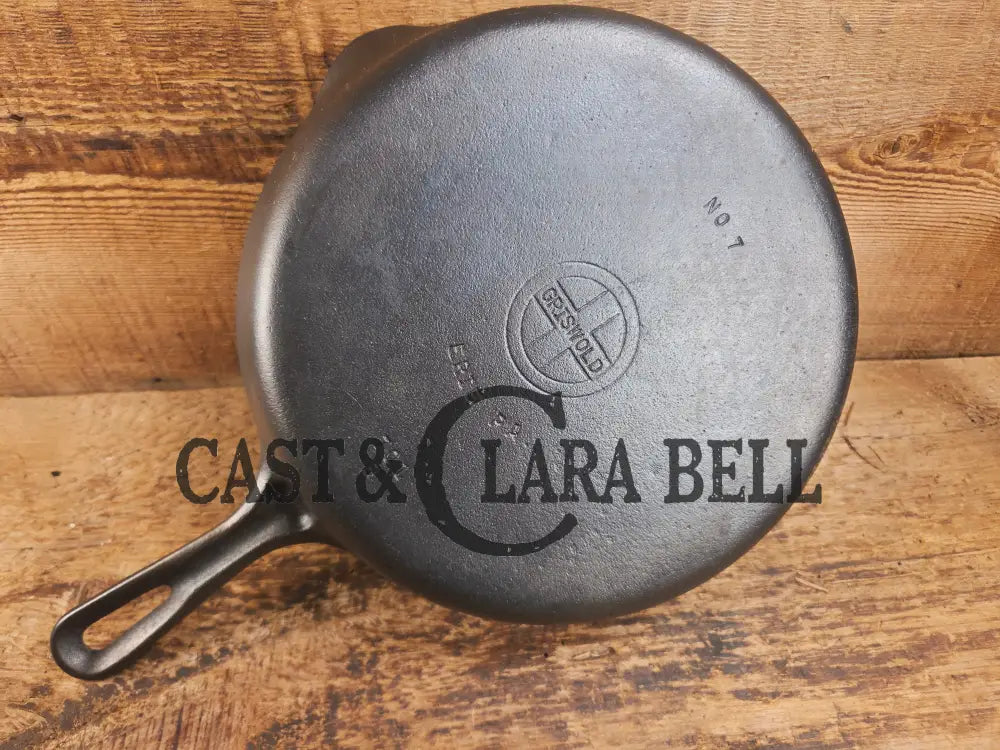 HTF Griswold No. 7 Cast Iron Skillet with Small Block Logo and Grooved Handle 701 B Skillet